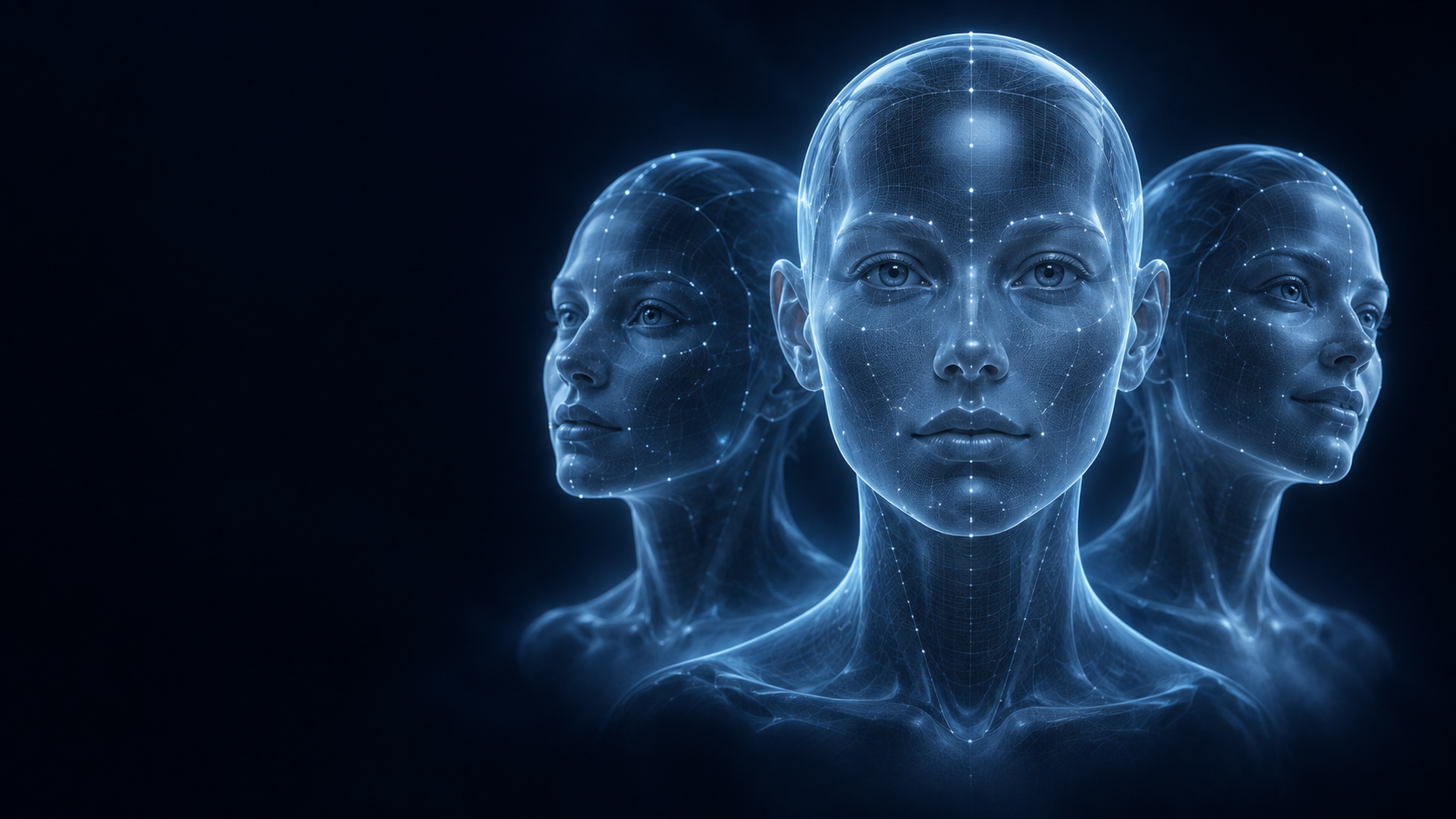Conceptual synthetic faces with subtle expression variations and facial landmarks